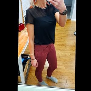 Black mesh rhinestone cropped tee $3/20